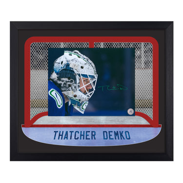 Thatcher Demko Signed Vancouver Goalie Mask Between The Pipes 23x27 Frame