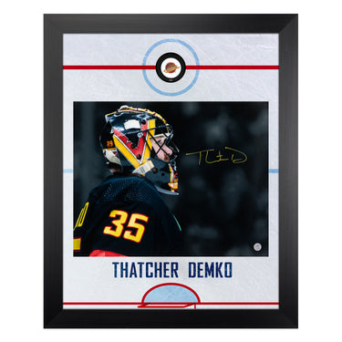 Thatcher Demko Autographed Vancouver Canucks Graphic Rink 26x32 Frame