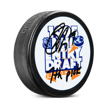 Shane Doan Signed 1995 NHL Entry Draft Puck with 7th Pick Note