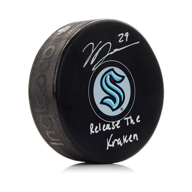 Vince Dunn Signed Seattle Kraken Hockey Puck with Release The Kraken Note