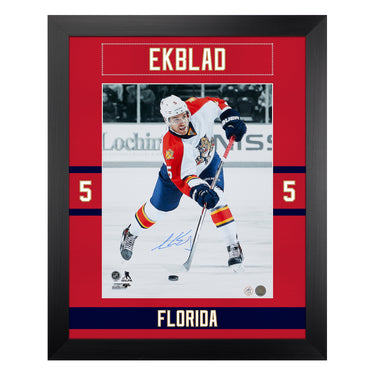 Aaron Ekblad Signed Florida Panthers Uniform Graphic 26x32 Frame