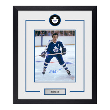 Ron Ellis Autographed Toronto Maple Leafs Puck Logo 23x27 Frame