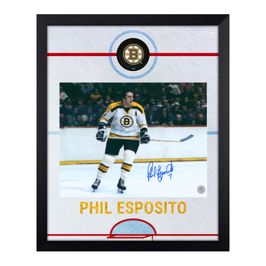 Phil Esposito Autographed Boston Bruins Graphic Rink 19x23 Frame