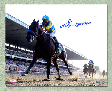 Victor Espinoza Signed American Pharoah Belmont Stakes Triple Crown 8x10 Photo