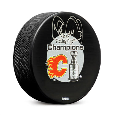 Theo Fleury Signed Calgary Flames 1989 Stanley Cup Puck