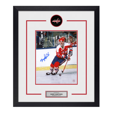 Mike Gartner Signed Washington Capitals Puck Logo 23x27 Frame