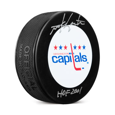 Mike Gartner Signed Washington Capitals Vintage Logo Puck with HOF Note