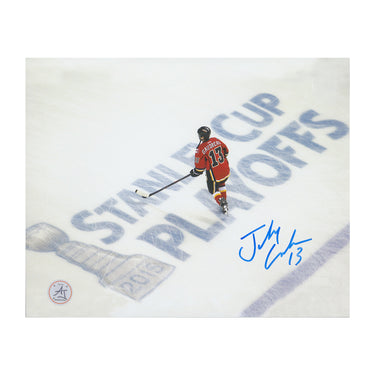 Johnny Gaudreau Autographed Calgary Flames Aerial Pursuit 8x10 Photo