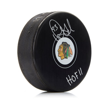 Doug Gilmour Signed Chicago Blackhawks Hockey Puck with HOF Note