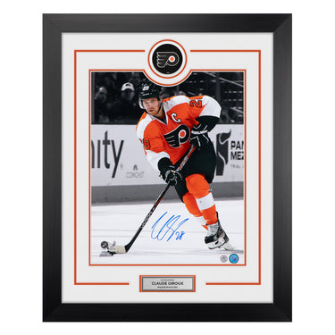 Claude Giroux Autographed Philadelphia Flyers Puck Logo 26x32 Frame