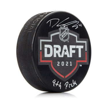 Dylan Guenther Signed 2021 NHL Entry Draft Puck with 9th Pick Note
