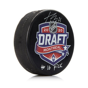 Kaiden Guhle Signed 2020 NHL Entry Draft Puck with 16th Pick Note
