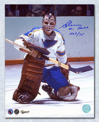 Glenn Hall St Louis Blues Autographed Goalie Mask 8x10 Photo
