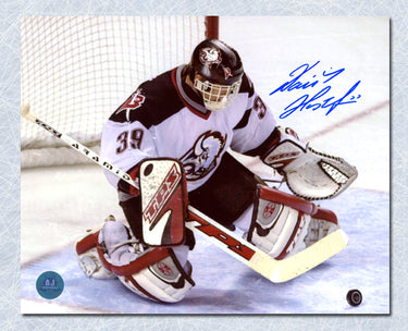 Dominik Hasek Signed Buffalo Sabres Goal Crease Puck Save 8x10 Photo