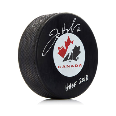 Jayna Hefford Signed Team Canada Hockey Puck with HOF Note