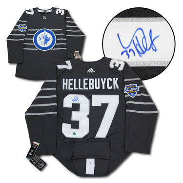 Connor Hellebuyck 2020 All-Star Game Signed Jets adidas Jersey