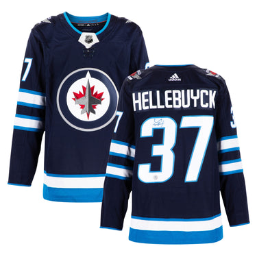 Connor Hellebuyck Autographed Winnipeg Jets Blue adidas Jersey