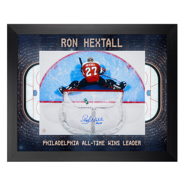 Ron Hextall Signed Philadelphia Flyers Hockey Arena Aerial View 26x32 Frame