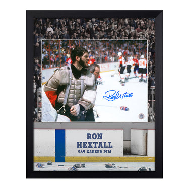 Ron Hextall Autographed Philadelphia Flyers Hockey Warrior 19x23 Frame