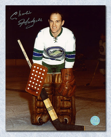 Charlie Hodge Oakland Seals Autographed Goalie 8x10 Photo
