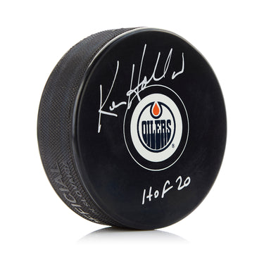 Ken Holland Signed Edmonton Oilers Hockey Puck with HOF Note