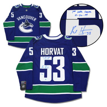 Bo Horvat Vancouver Canucks Signed & Dated 1st Goal Fanatics Jersey /53