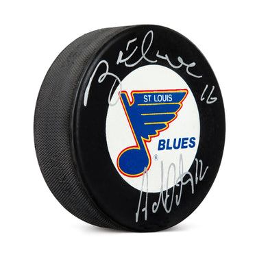 Brett Hull & Adam Oates Dual Signed St Louis Blues Vintage Puck