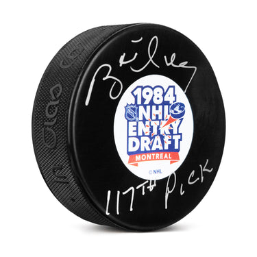 Brett Hull Signed 1984 NHL Entry Draft Puck with 117th Pick Note