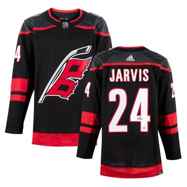 Seth Jarvis Signed Carolina Hurricanes Black adidas Jersey