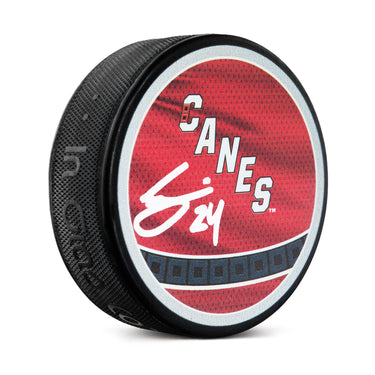 Seth Jarvis Signed Carolina Hurricanes Reverse Retro Dual Logo Puck