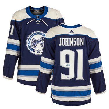 Kent Johnson Signed Columbus Blue Jackets Alternate adidas Jersey