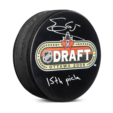 Erik Karlsson Signed 2008 NHL Entry Draft Puck with 15th Pick Note