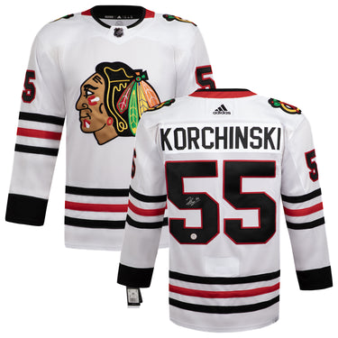 Kevin Korchinski Signed Chicago Blackhawks White adidas Jersey