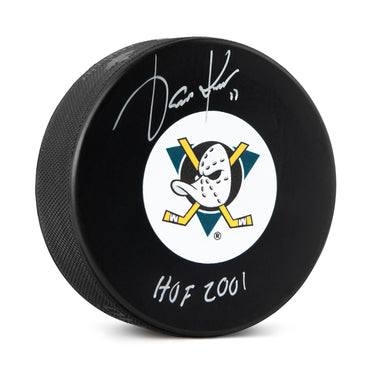 Jari Kurri Signed Anaheim Mighty Ducks Hockey Puck with HOF Note