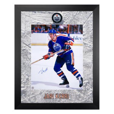 Jari Kurri Autographed Edmonton Oilers Etched Ice 26x32 Frame