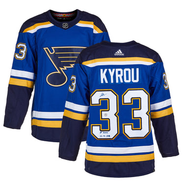 Jordan Kyrou Signed St Louis Blues adidas Jersey