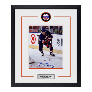 Pat LaFontaine Signed New York Islanders Puck Logo 23x27 Frame