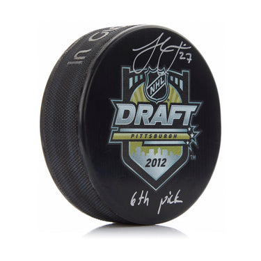 Hampus Lindholm Signed 2012 NHL Entry Draft Puck with 6th Pick Note