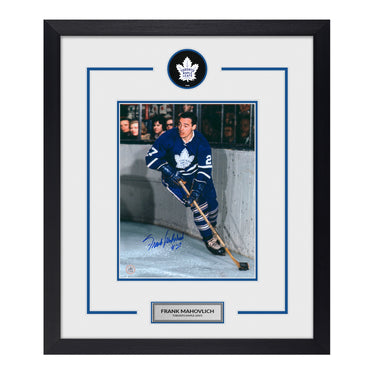 Frank Mahovlich Autographed Toronto Maple Leafs Puck Logo 23x27 Frame