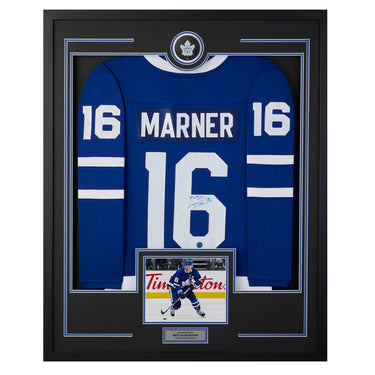 Mitch Marner Toronto Maple Leafs Signed Puck Logo 36x44 Jersey Frame