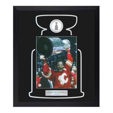 Lanny McDonald Autographed Calgary Flames Cup Champion 23x27 Frame