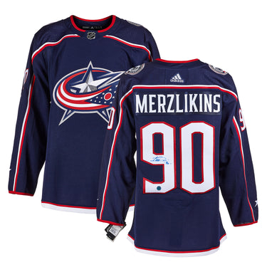Elvis Merzlikins Autographed Columbus Blue Jackets adidas Jersey