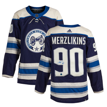 Elvis Merzlikins Signed Columbus Blue Jackets Alternate adidas Jersey