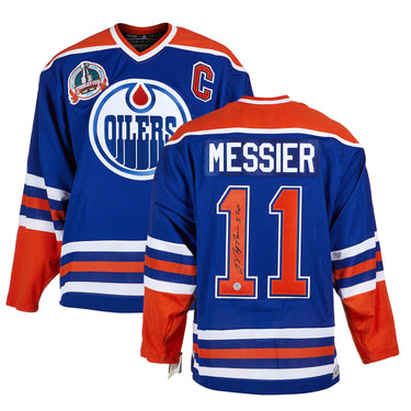 Mark Messier Signed Edmonton Oilers Team Classic Jersey with Cup Notes