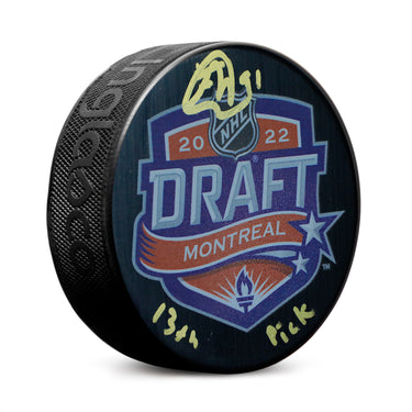 Frank Nazar Signed 2022 NHL Entry Draft Puck with 13th Pick Note
