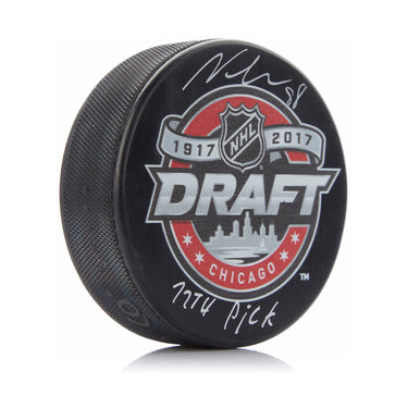 Martin Necas Signed 2017 NHL Entry Draft Puck with 12th Pick Note