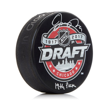 Josh Norris Signed 2017 NHL Entry Draft Puck with 19th Pick Note