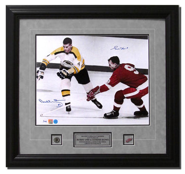 Bobby Orr & Gordie Howe Dual Signed Hockey Spotlight 26x32 Frame #/49