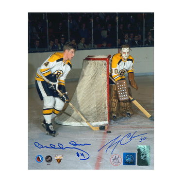 Bobby Orr & Gerry Cheevers Dual Signed Boston Bruins Hockey 8x10 Photo