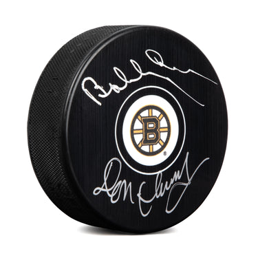 Bobby Orr & Don Cherry Dual Signed Boston Bruins Hockey Puck